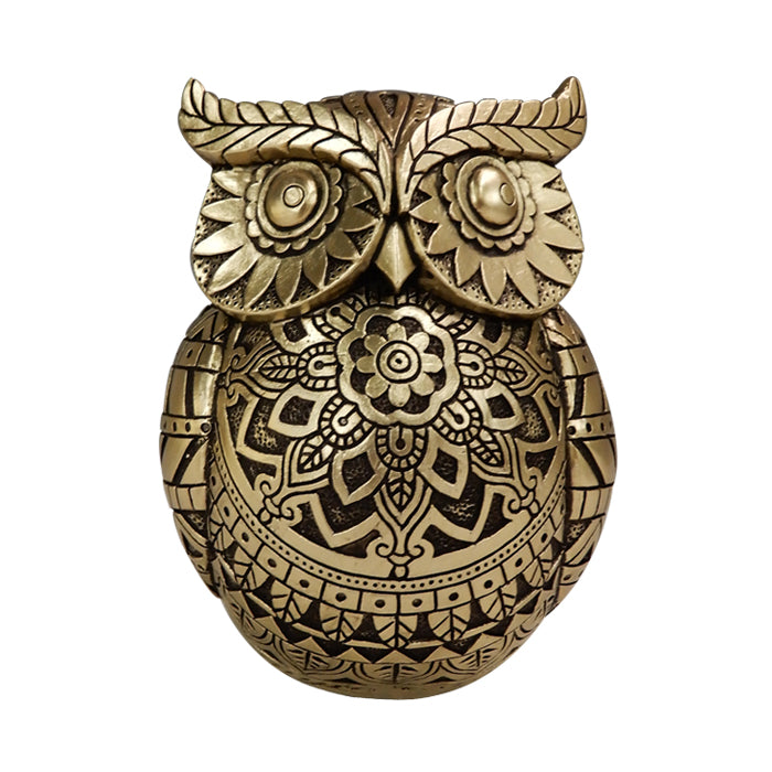 Uil van wijsheid met mogelijkheid tot personalisatie met gravure, decoratie in goud en zwart, hoogte 13,6 cm, ideaal cadeau voor elke gelegenheid
