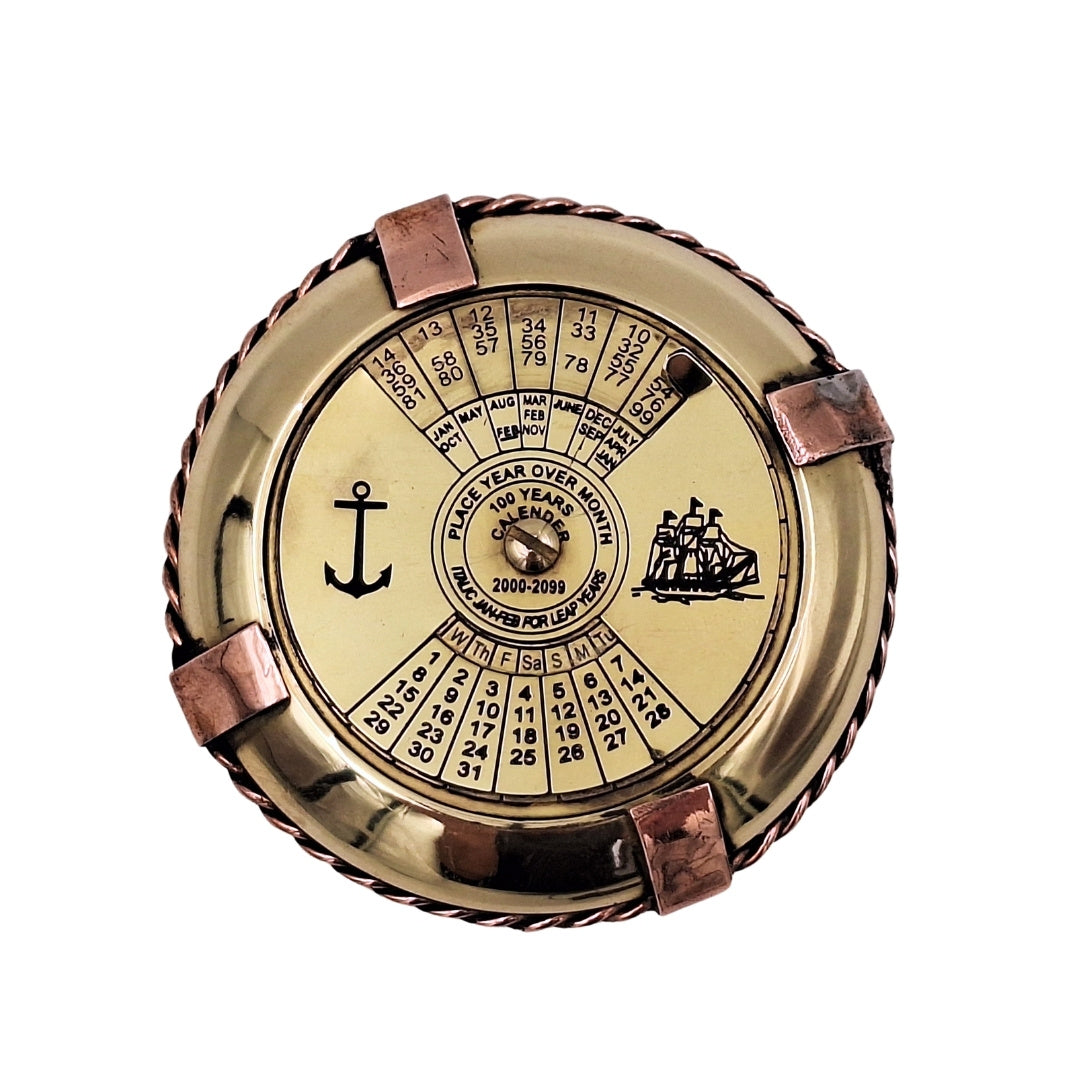 Elegante messing maritieme kalender met mogelijkheid tot personalisatie door gravure