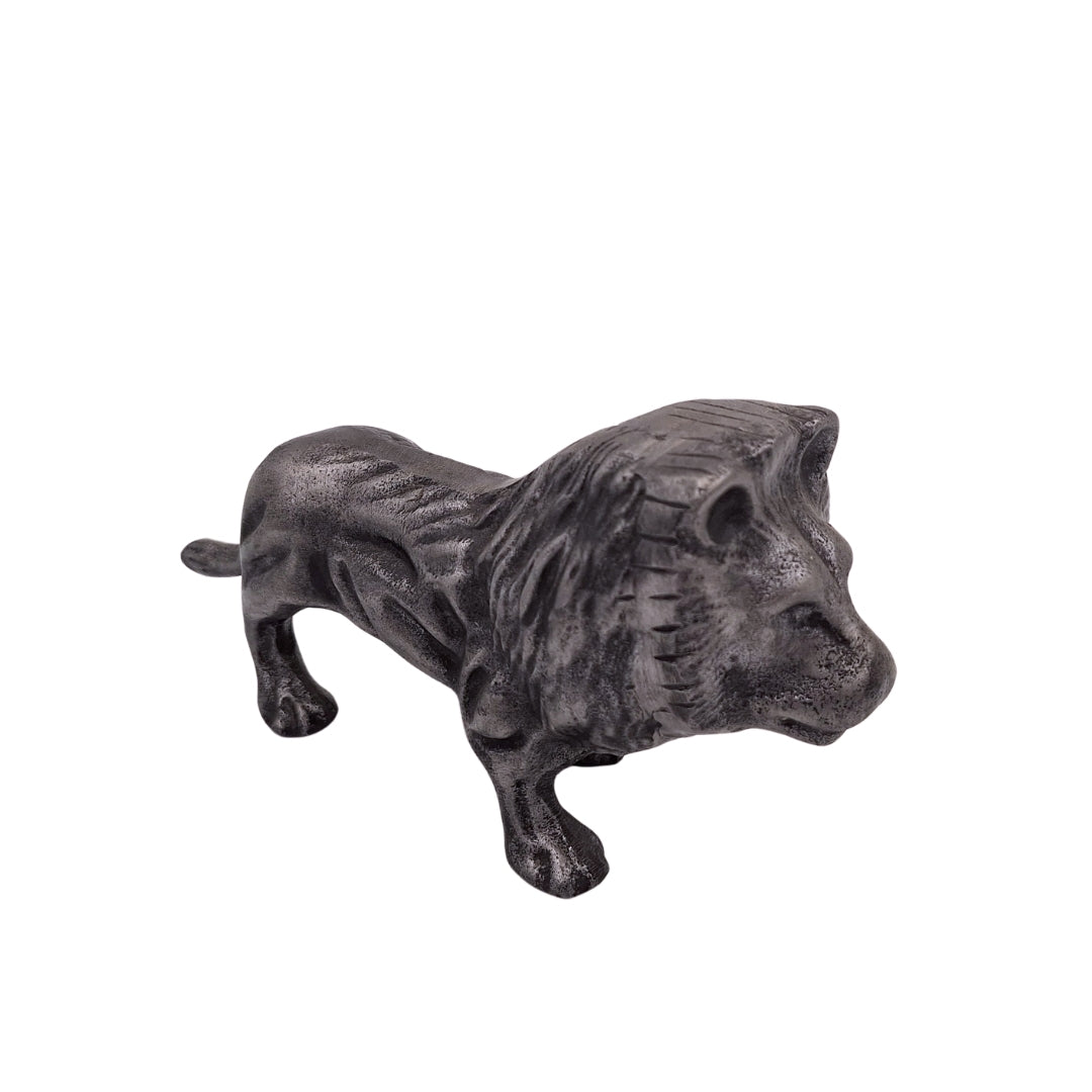 Decoratief LEO-beeldje van aluminium in zilverkleur, gepersonaliseerde gravure