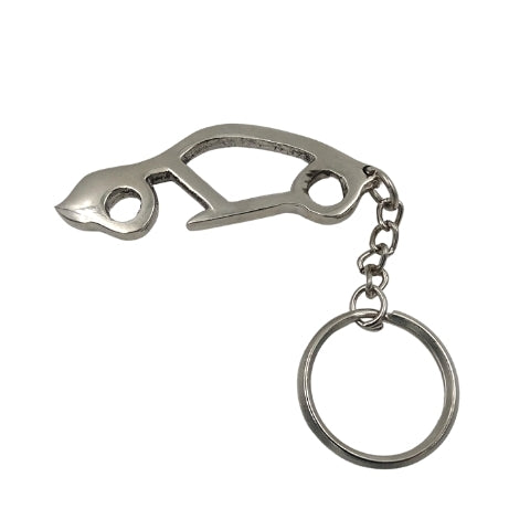 Metalen sleutelhanger auto met flesopener en gravure in een elegant doosje