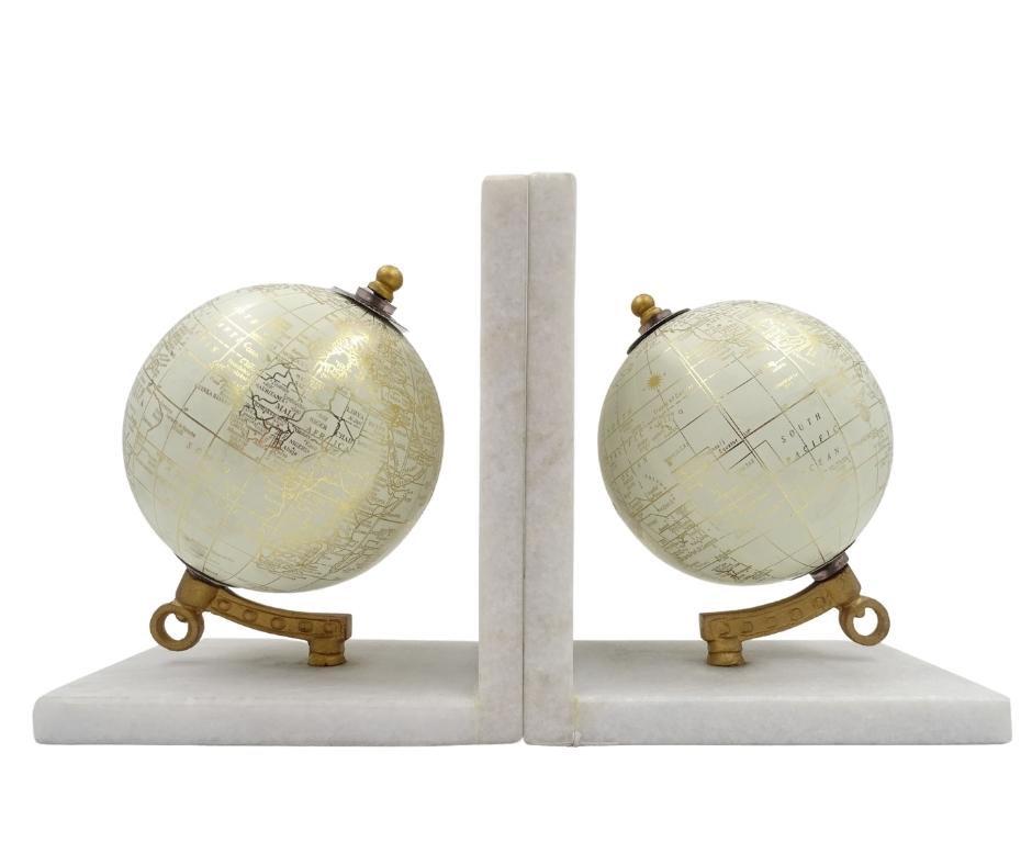 Marmeren boekensteunen Globes GLB-85 met gravure
