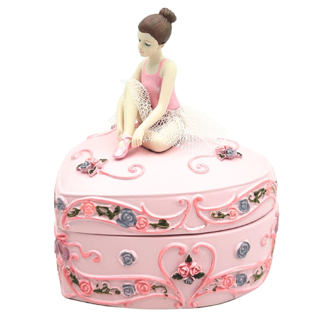 Muziekdoosje ballerina hart Het Zwanenmeer met mogelijkheid tot personalisatie met gravure, roze, 12,5 cm, ideaal cadeau voor verjaardag of jubileum