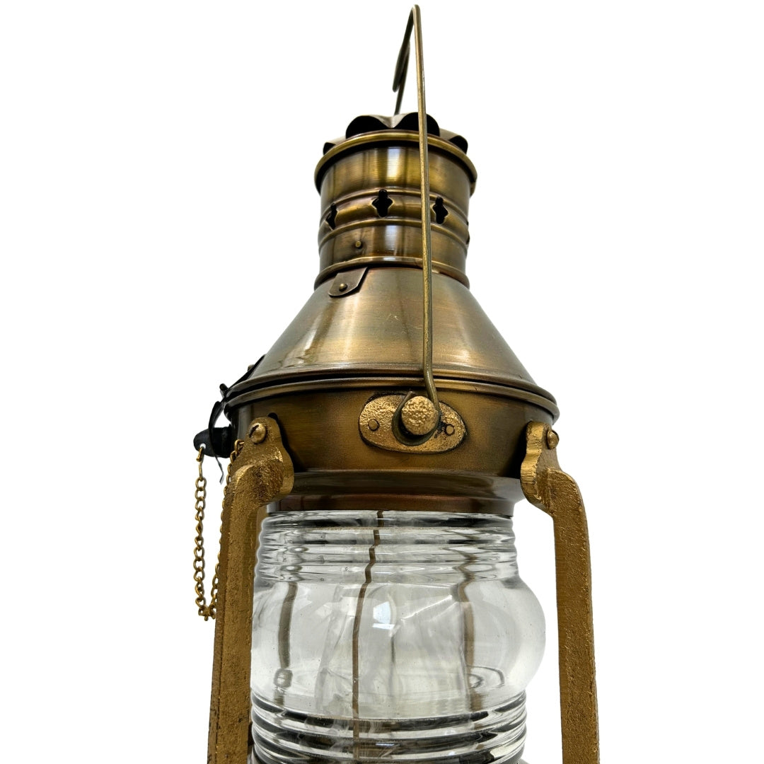 Metalen retro scheepslamp 34cm met mogelijkheid tot personalisatie met gravure in de kleur verouderd messing