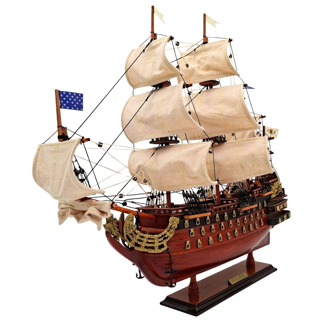 Model van het zeilschip Soleil Royal, gemonteerd, 46 cm - Handgemaakt van exotisch hout met mogelijkheid tot personalisatie door gravure