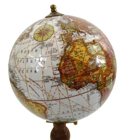 Elegante decoratieve wereldbol op houten voet met mogelijkheid tot personalisatie met gravure, 27 cm, donkerbruin, ideaal als cadeau