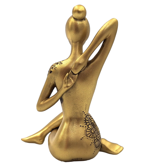 Gouden decoratief beeldje Yoga met mogelijkheid tot personalisatie met gravure