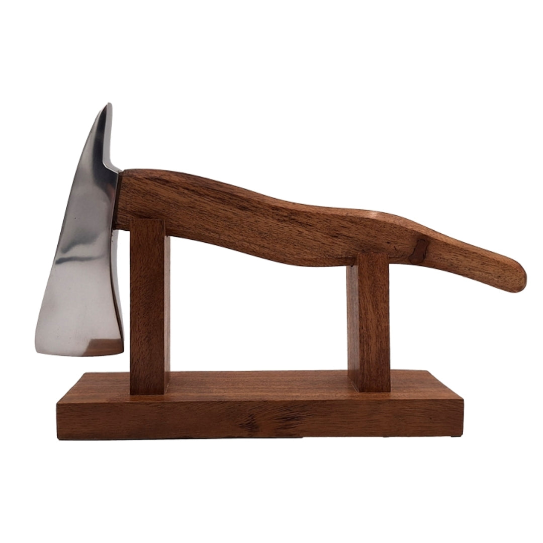 Brandweerbijl met gravure - metaal-houten cadeau voor een brandweerman, hoogte 17,5 cm, zilver-bruin, gepersonaliseerd geschenk voor elke gelegenheid