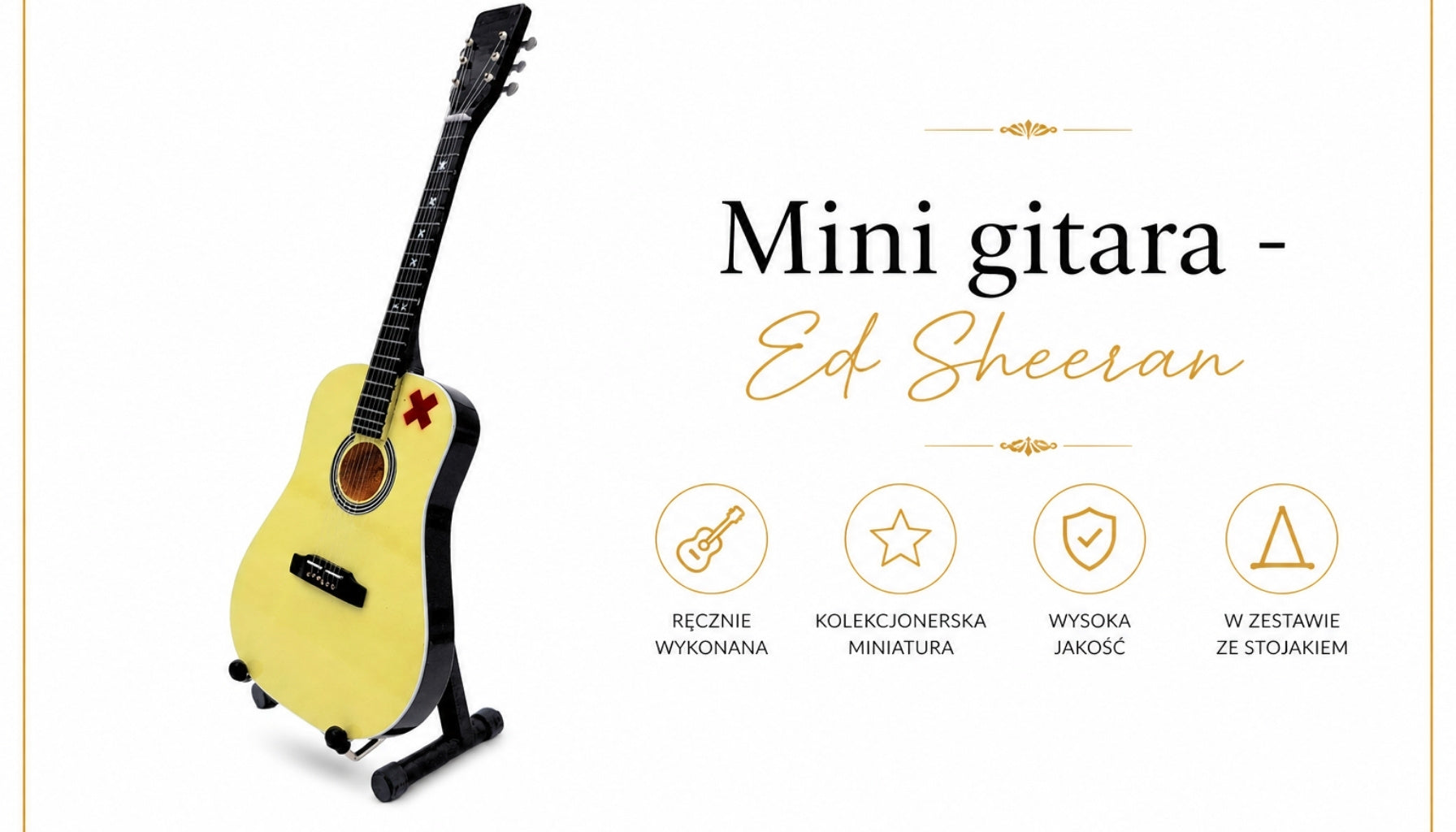 Mini-gitaar Ed Sheeran 27,5 cm van mahonie met mogelijkheid tot personalisatie met gravure