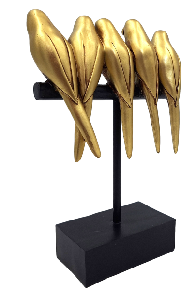 Decoratie Vogeltjes in glamourstijl met mogelijkheid tot personalisatie met gravure - goud, zwart, 17 x 8 x 25,5 cm
