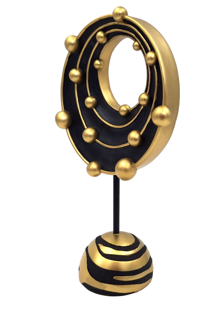 Groot decoratief beeldje Kosmisch stelsel met mogelijkheid tot personalisatie met gravure, ideaal als cadeau - 20,2 cm hoog, goud en zwart, moderne en glamourstijl