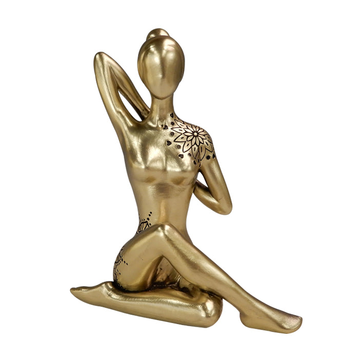 Gouden decoratief beeldje Yoga met mogelijkheid tot personalisatie met gravure