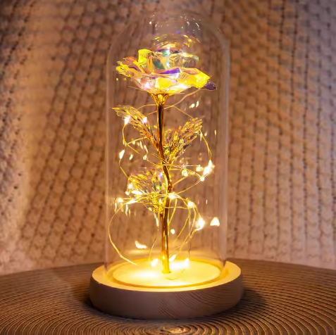 LED-nachtlampje Roos met mogelijkheid tot personalisatie door gravure, romantisch cadeau, hoogte 21,5 cm, zacht licht, ideale decoratie voor de slaapkamer