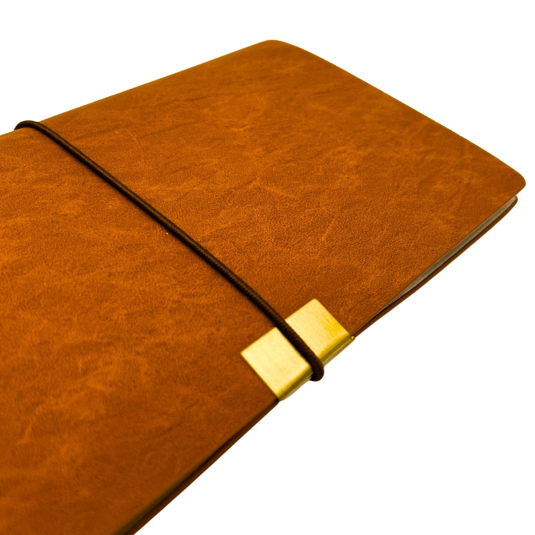Leren reizigersnotitieboek met gepersonaliseerde gravure