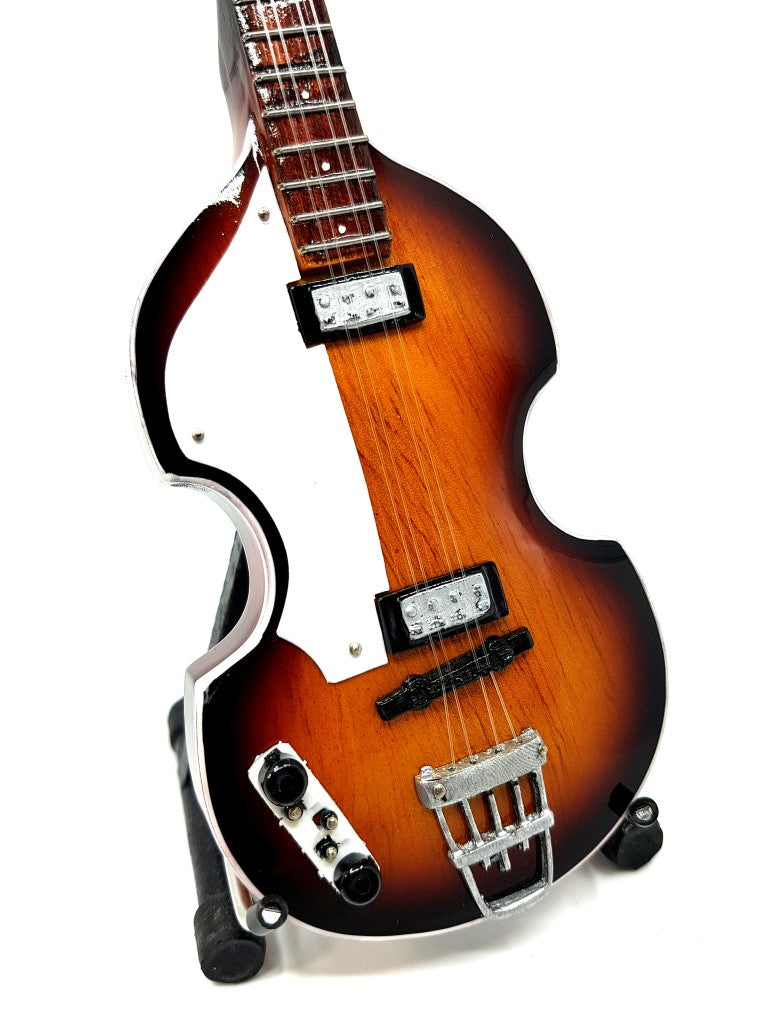 Mini-basgitaar in Paul McCartney-stijl, MGT-2028, mahoniehout, mogelijkheid tot personalisatie met gravure, ideaal als cadeau, hoogte 27,5 cm