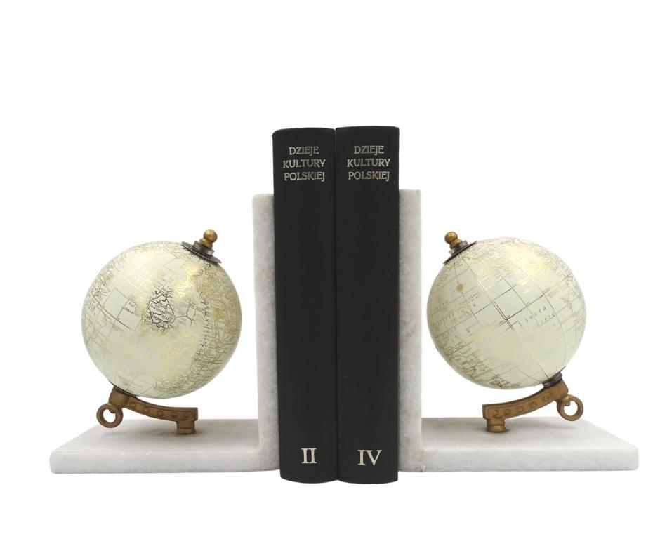 Marmeren boekensteunen Globes GLB-85 met gravure