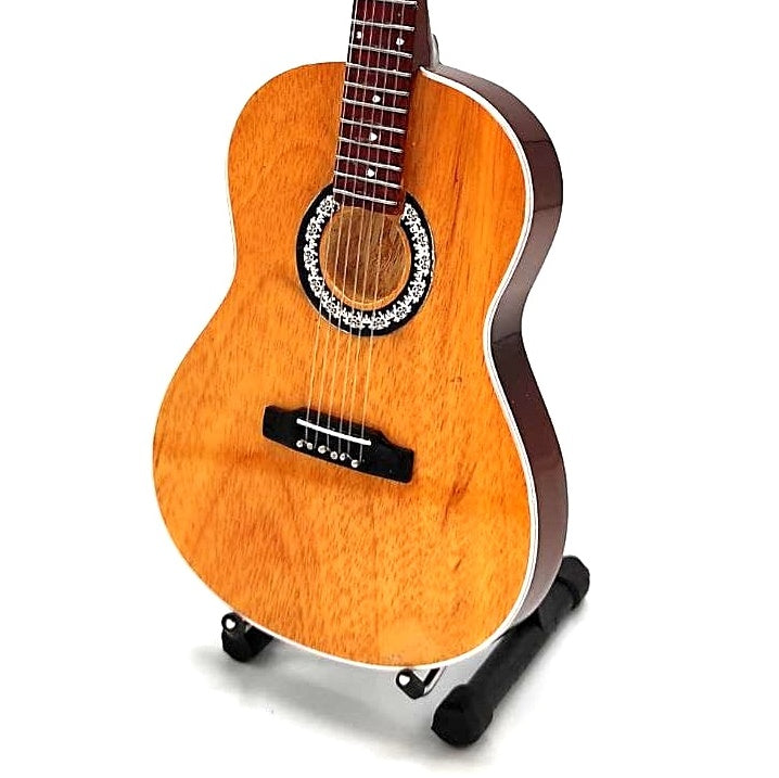 Mini klassieke gitaar met gravure - houten mahoniehouten decoratie 25 cm