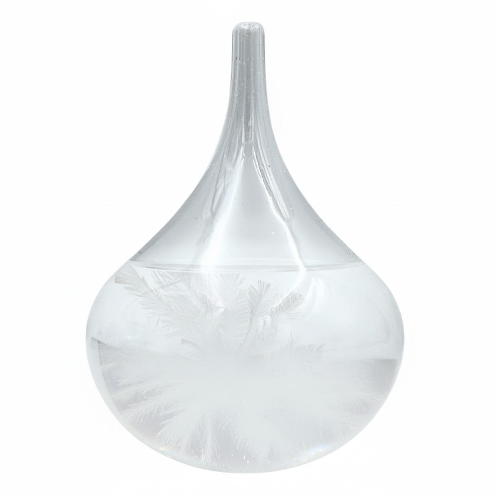 FitzRoy-stormbarometer - druppel Storm Glass met mogelijkheid tot personalisatie met gravure - elegant cadeau in druppelvorm, hoogte 11 cm, glazen vat met unieke kristallen die reageren op weersveranderingen
