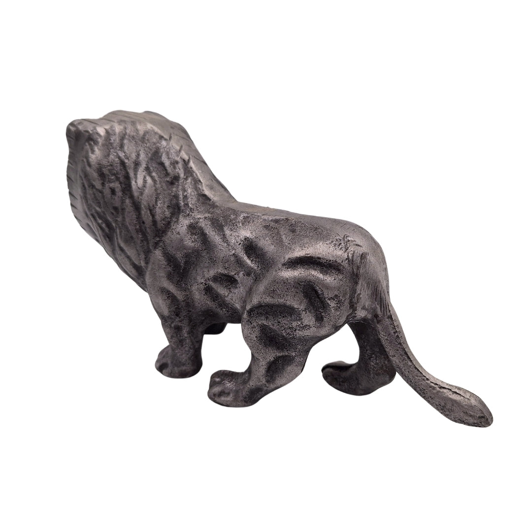 Decoratief LEO-beeldje van aluminium in zilverkleur, gepersonaliseerde gravure