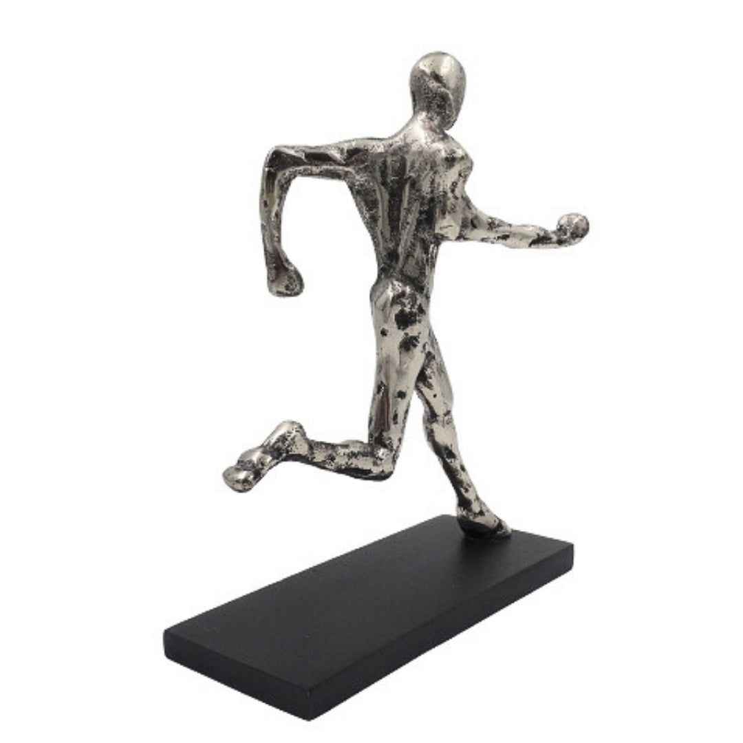 Beeldje hardloper metalen figuur met gravure