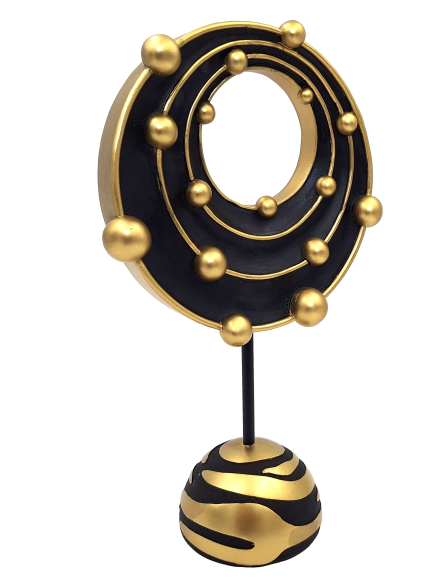 Groot decoratief beeldje Kosmisch stelsel met mogelijkheid tot personalisatie met gravure, ideaal als cadeau - 20,2 cm hoog, goud en zwart, moderne en glamourstijl