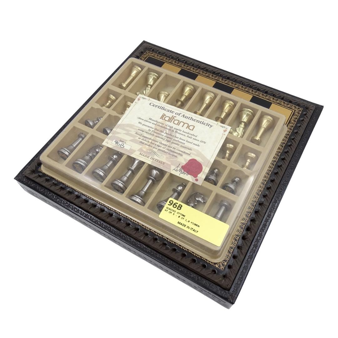 Exclusieve messing schaakset Italfama 28x28 cm met gepersonaliseerde gravure