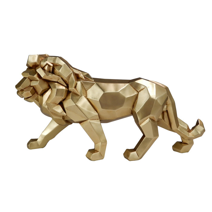 Groot beeldje van een gouden leeuw 43cm met mogelijkheid tot personalisatie met gravure - elegante decoratie als cadeau, hoogwaardig polyresin, moderne glamourstijl