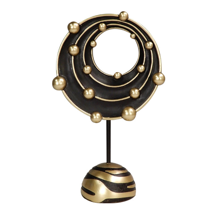 Groot decoratief beeldje Kosmisch stelsel met mogelijkheid tot personalisatie met gravure, ideaal als cadeau - 20,2 cm hoog, goud en zwart, moderne en glamourstijl