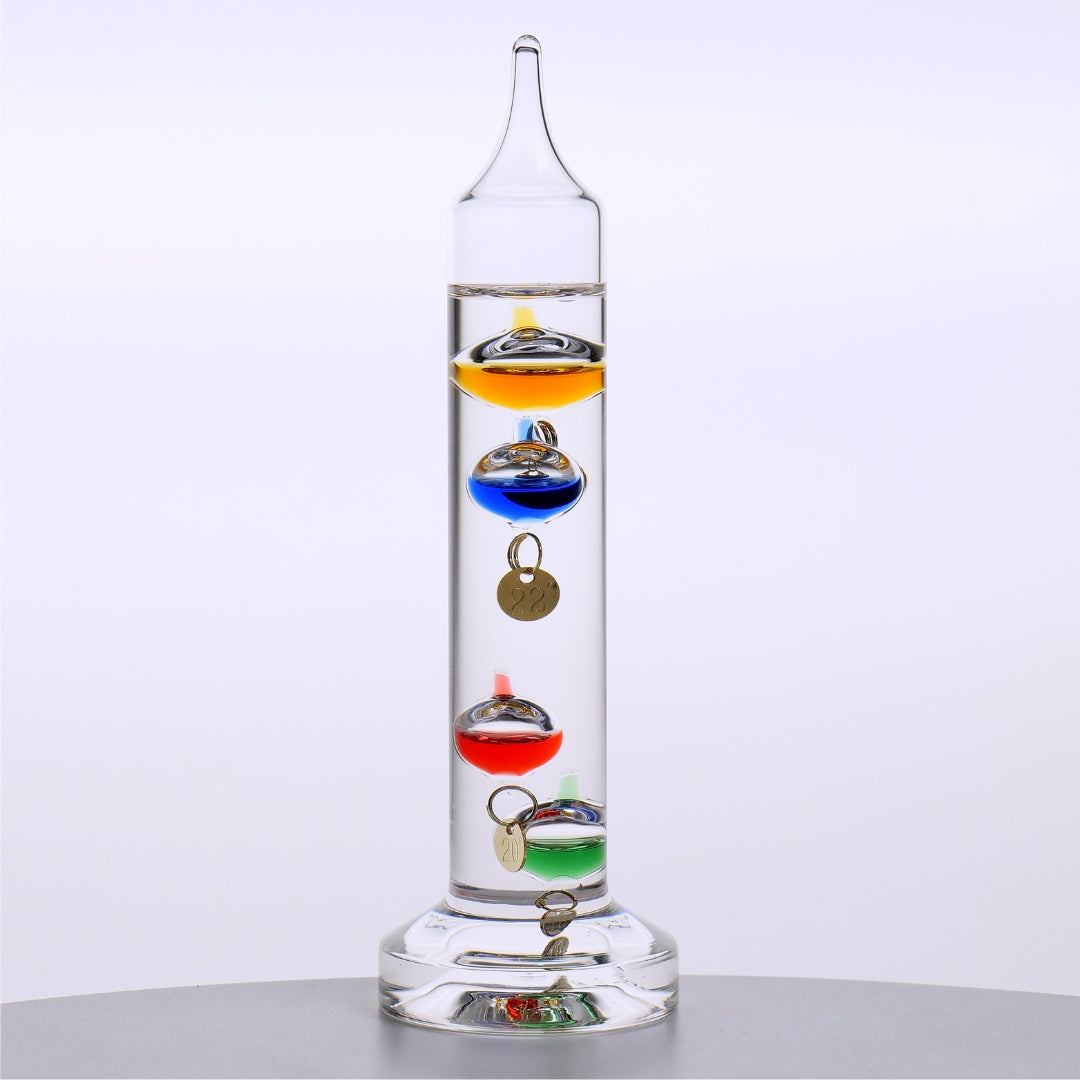 Galileithermometer Galileo met gepersonaliseerde gravure – elegante interieurdecoratie in glaskleur