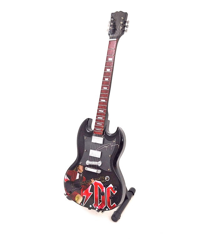 Mini-gitaar Angus Young 24,5 cm van mahoniehout met mogelijkheid tot personalisatie met gravure