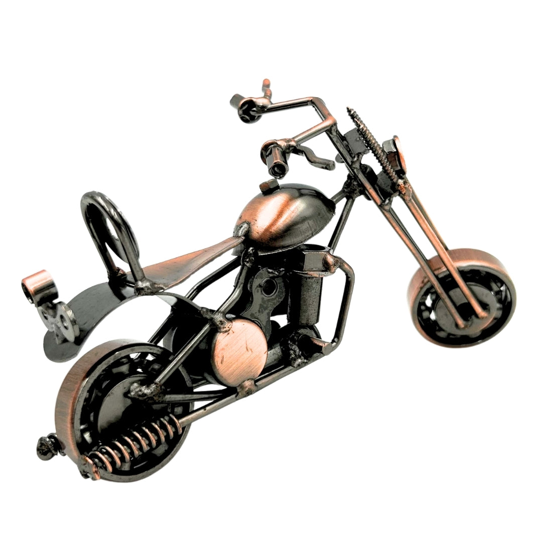 Modelmotor Chopper M33 met gravure - metaal, koper-antraciet, 15x6x9,5 cm