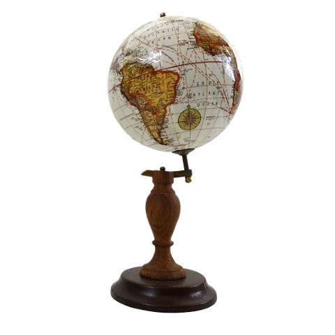 Elegante decoratieve wereldbol op houten voet met mogelijkheid tot personalisatie met gravure, 27 cm, donkerbruin, ideaal als cadeau