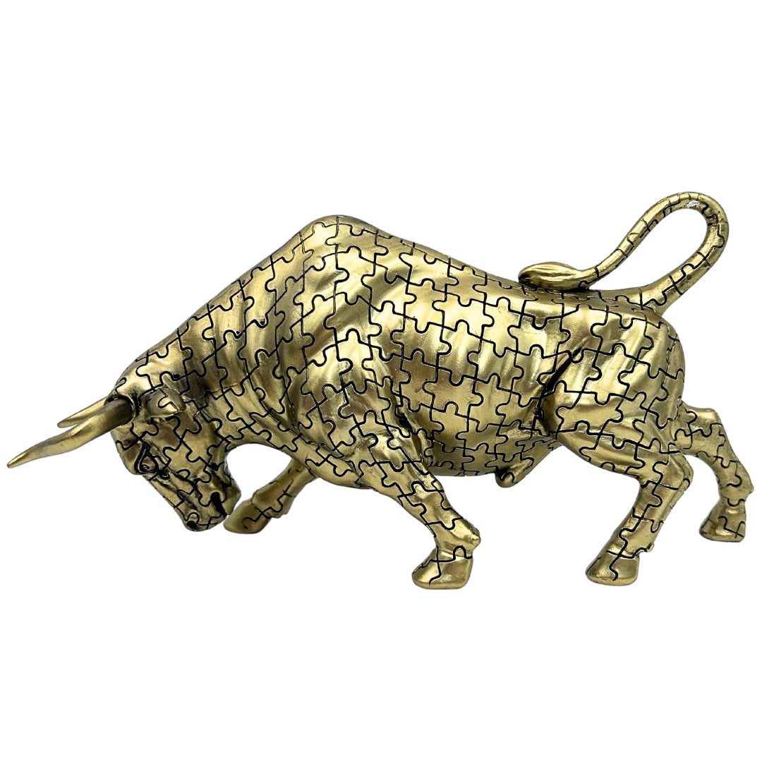 Decoratief beeldje gouden stier met mogelijkheid tot graveren - Elegant symbool van kracht en rijkdom, 33,3 cm, polyresin