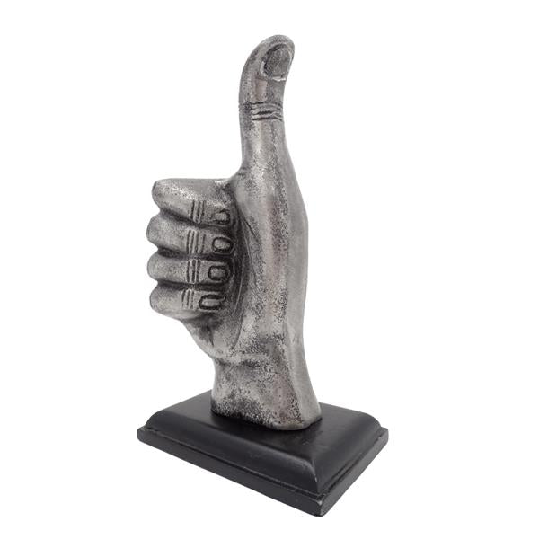 Decoratief beeldje duim „OK” van aluminium 20 cm met mogelijkheid tot personalisatie met gravure