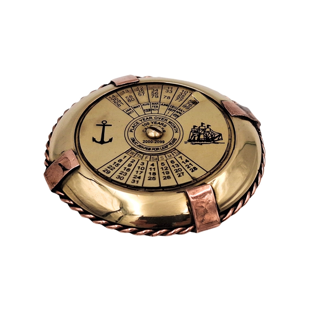 Elegante messing maritieme kalender met mogelijkheid tot personalisatie door gravure
