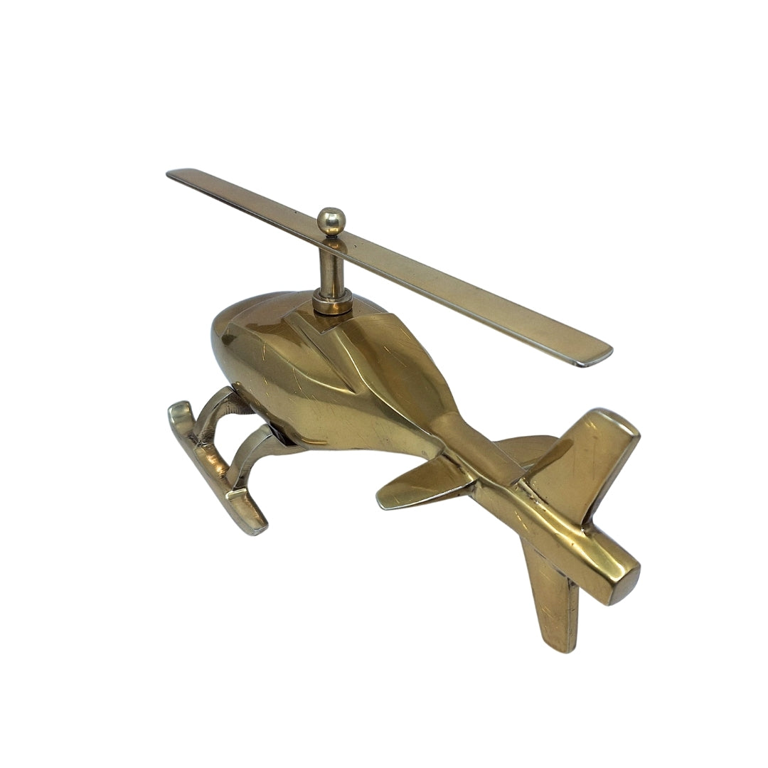 Metalen helikoptermodel met mogelijkheid tot personalisatie met gravure – goudkleurig, 32 cm