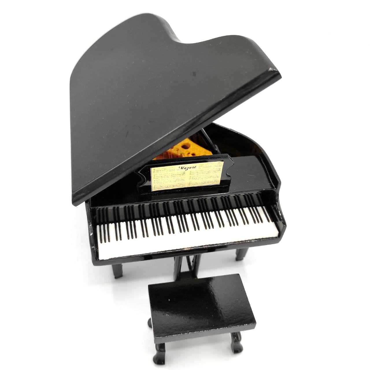 Mini-piano met mogelijkheid tot personalisatie met gravure, zwart, met de hand gemaakt van balsahout, schaal 1:10, ideaal als cadeau voor pianisten en muziekliefhebbers, hoogte 8 cm