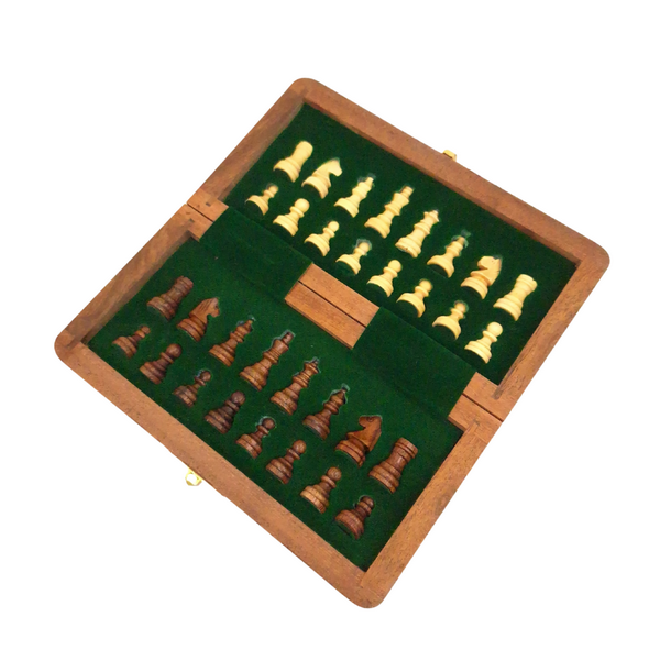 Magnetisch houten schaakspel 17x17cm met gepersonaliseerde gravure