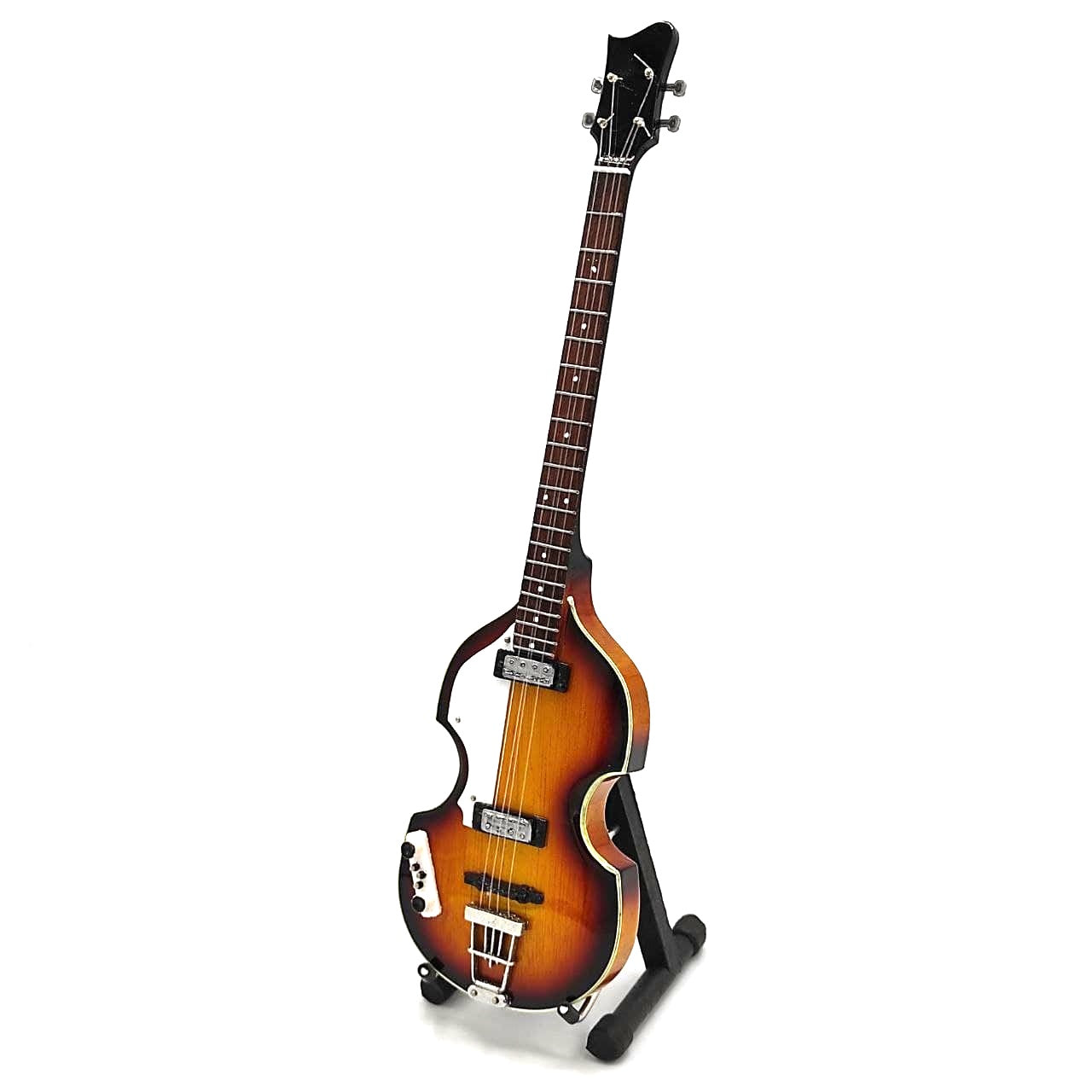 Mini-basgitaar in Paul McCartney-stijl, MGT-2028, mahoniehout, mogelijkheid tot personalisatie met gravure, ideaal als cadeau, hoogte 27,5 cm