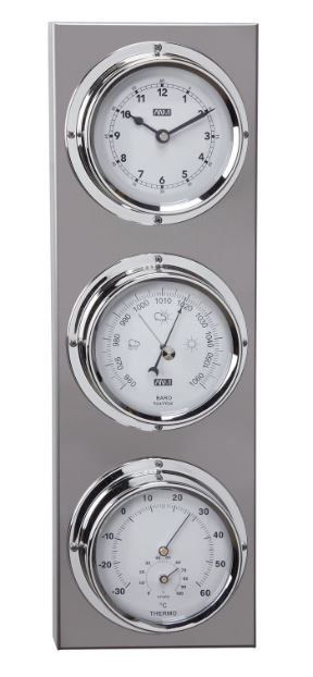 Elegant weerstation voor buiten met klok en gravure