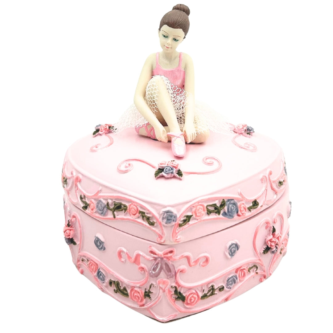 Muziekdoosje ballerina hart Het Zwanenmeer met mogelijkheid tot personalisatie met gravure, roze, 12,5 cm, ideaal cadeau voor verjaardag of jubileum