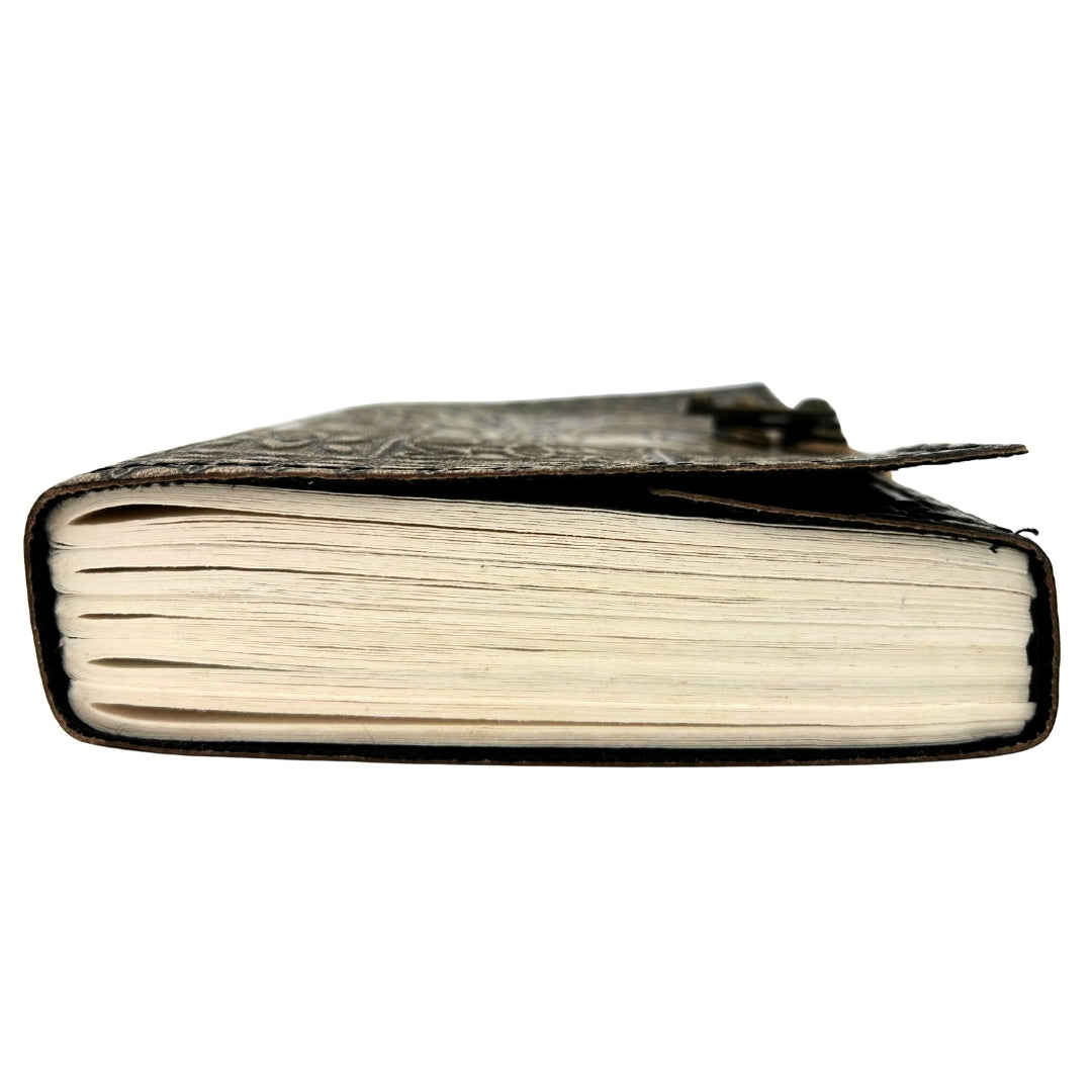 Retro leren notitieboek Levensboom met gravure