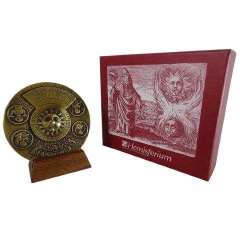 Renaissance eeuwigdurende kalender met gravure - gepersonaliseerd cadeau voor de jaren 1600-2799, elegante kantoordecoratie, diameter 9 cm, renaissancestijl