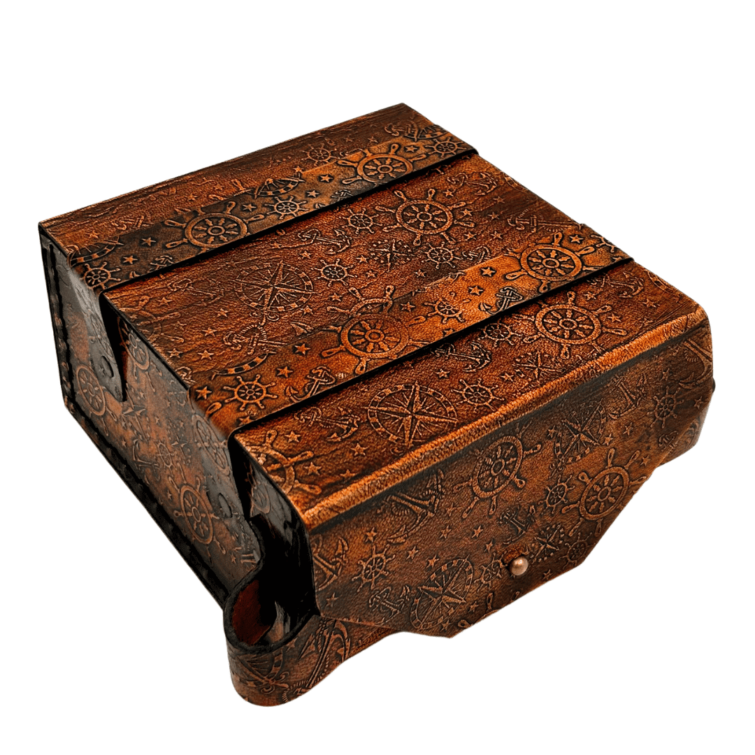 Retro messing sextant in leren etui - elegant navigatie-instrument met graveermogelijkheid - ideaal cadeau voor liefhebbers van zeilen en geschiedenis - afmetingen 13x12x7 cm