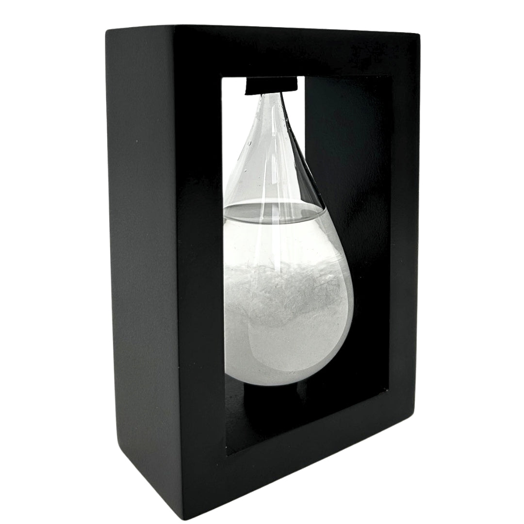 FitzRoy-stormbarometer in houten omlijsting - druppel Storm Glass met mogelijkheid tot personalisatie met gravure - ideaal cadeau voor elke gelegenheid - elegant weerstation in moderne stijl met kristallen die reageren op weersveranderingen