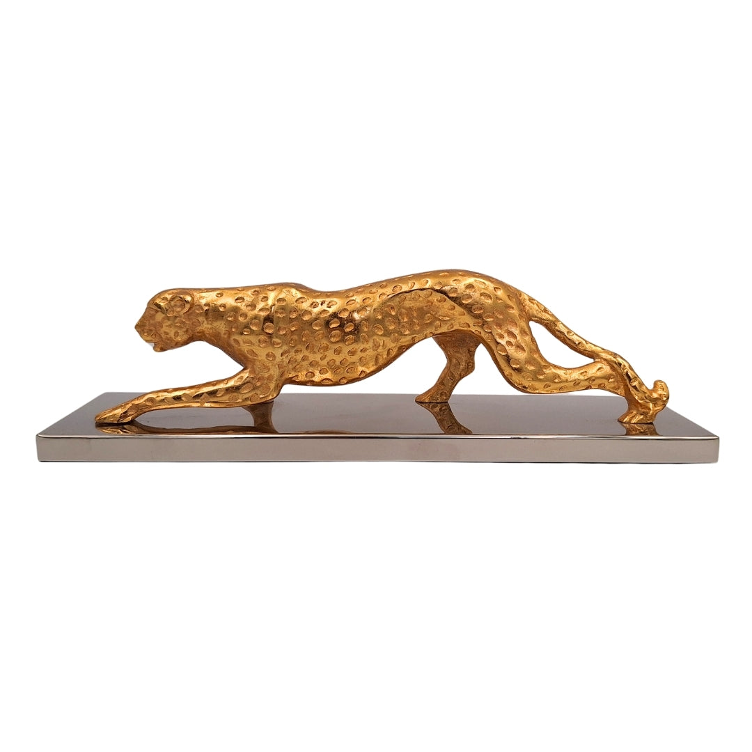 Elegante decoratieve figuur Luipaard goud 42cm met gepersonaliseerde gravure