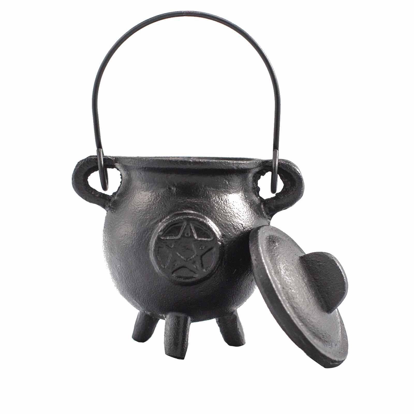 Rituele ijzeren ketel met pentagon 6.5x13cm