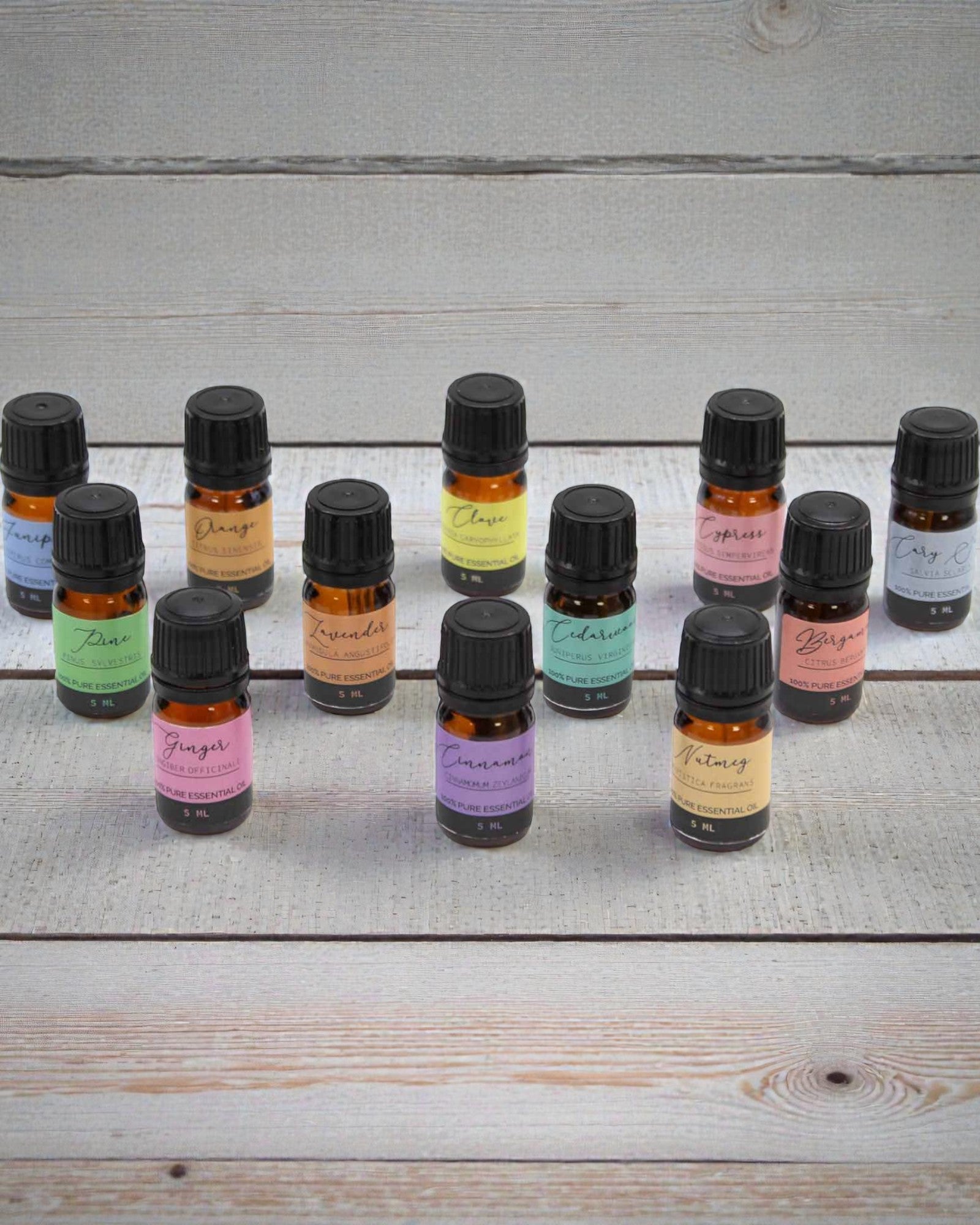 Herfstige Harmonie van de Natuur – Luxueuze Set van 12 Etherische Oliën 5 ml met Druppelpipetten