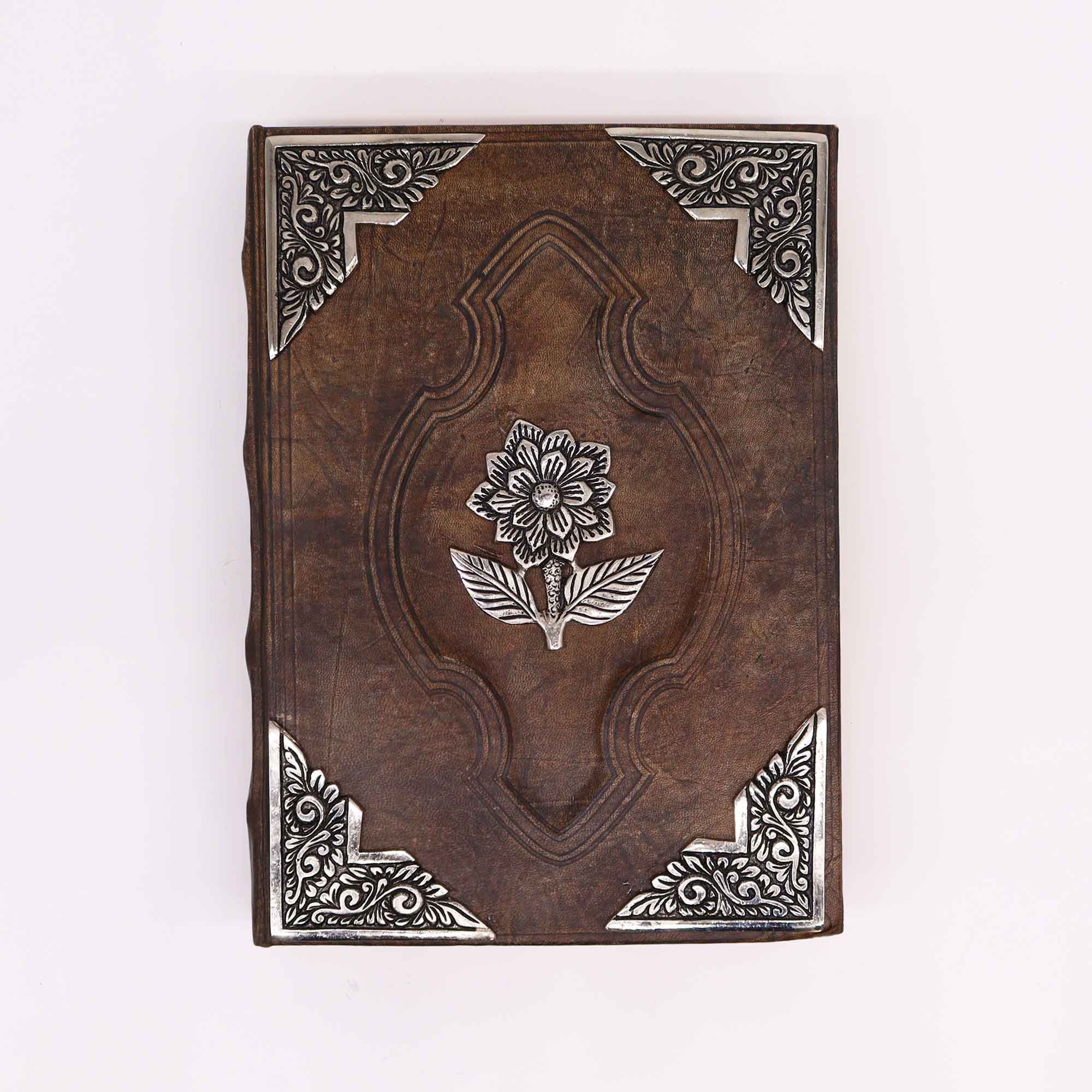 Elegant notitieboek Hefty Brown Tan met Zinc Rose-motief