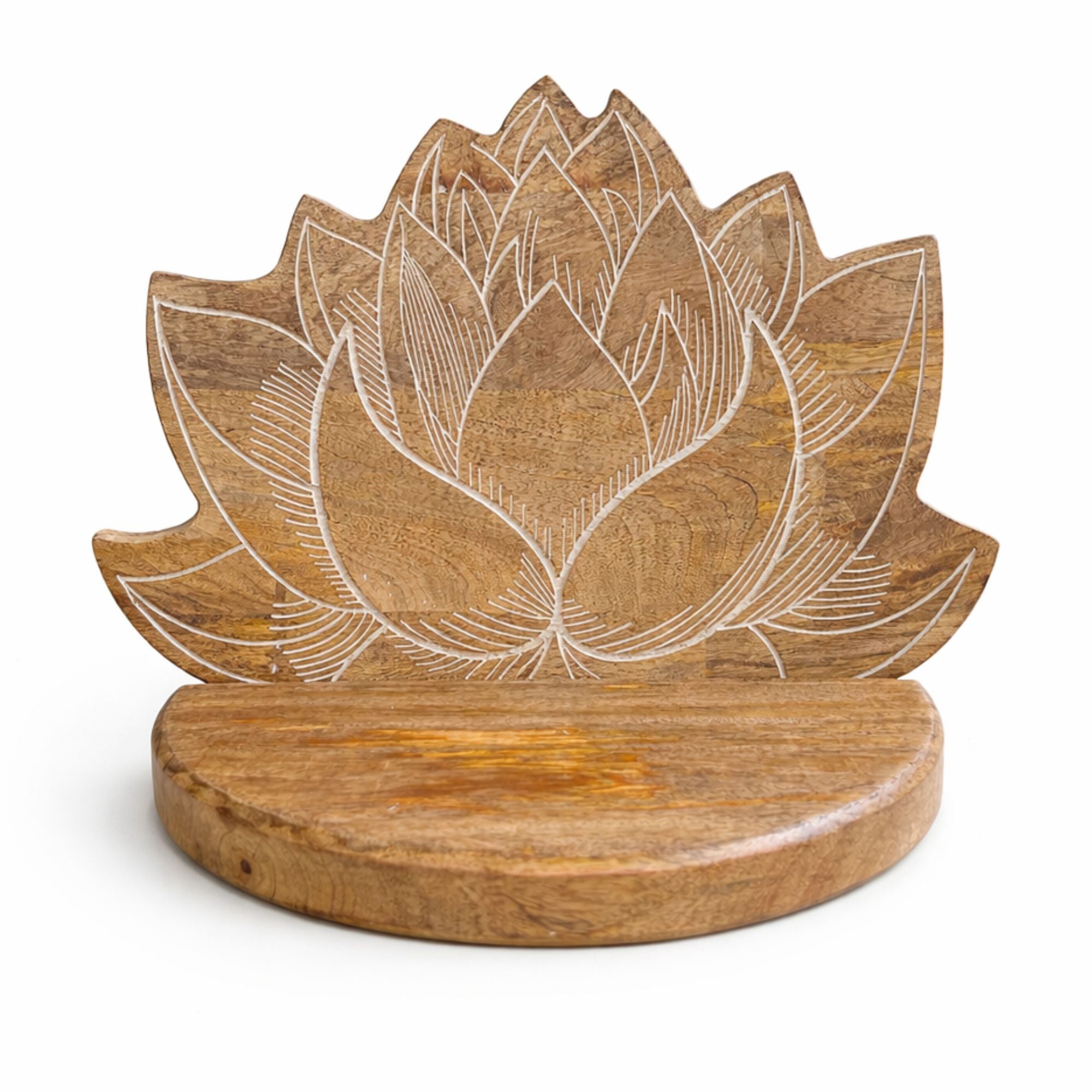 Lotus-wandplank in whitewash