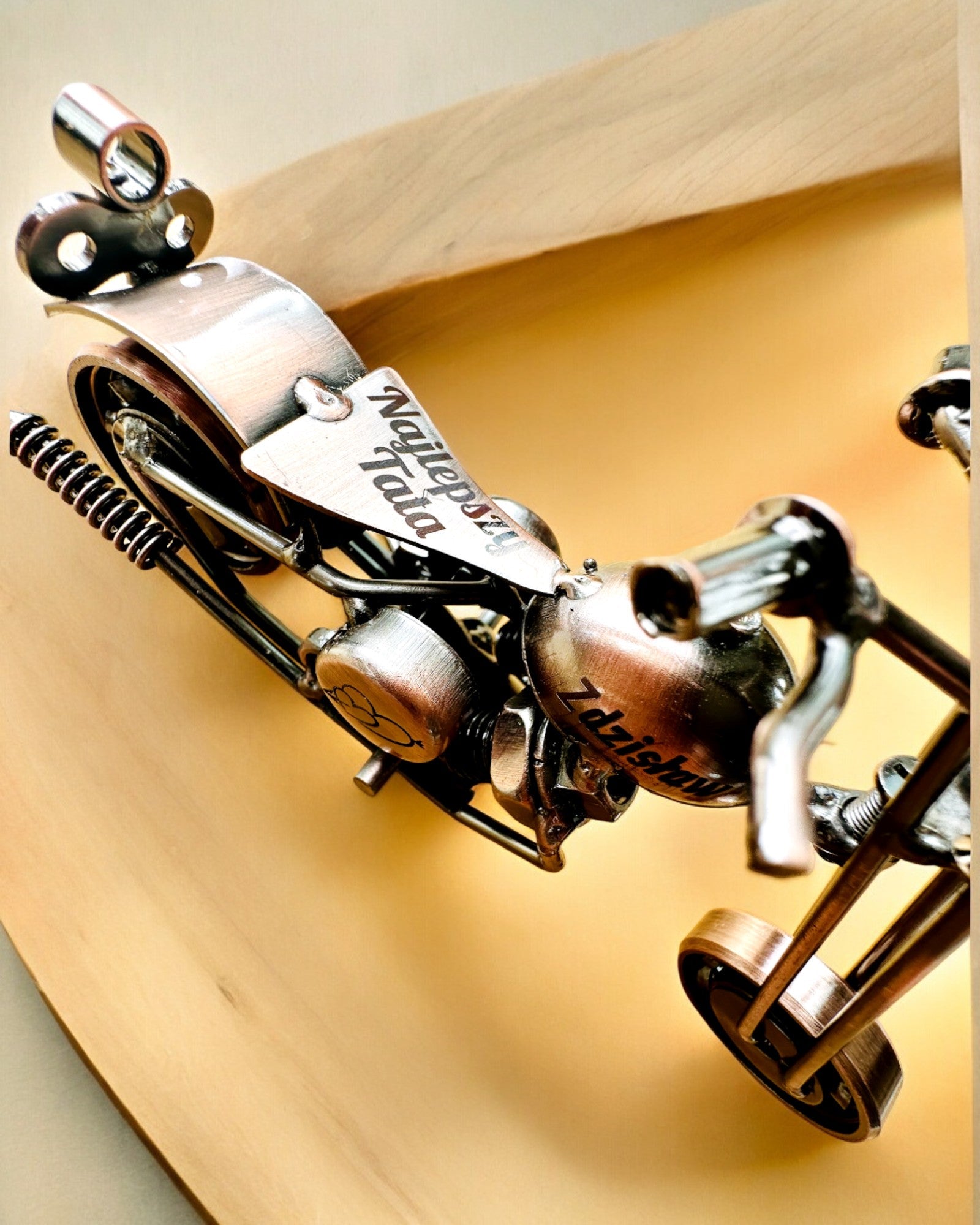 Handgemaakt Motorfietsmodel van ijzer, Chopper, personalisatie, gravure als cadeau